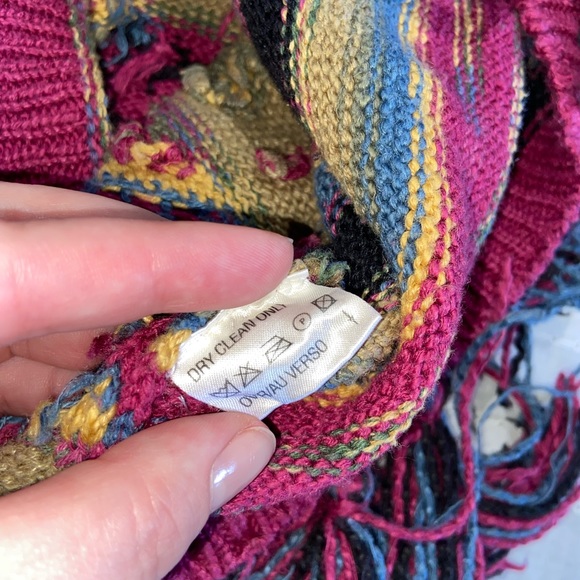 Vintage 90s Lizwear Western Aztec Boho Knitted Sweater Fuchsia Black Size Small - Picture 5 of 11